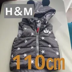 【美品】H&M ミッキーの耳付きミッキー ダウンベスト　3〜4才
