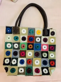 刺繍カラフルパッチワークトートバッグ