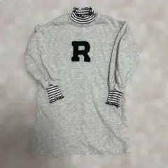 Rワッペン付き ベージュ　ワンピース 七分袖