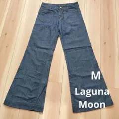 レトロ　フレアデニムパンツ　ブルー　M ブーツカット　美脚効果