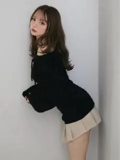 andmary Bell frill knit tops black - メルカリ