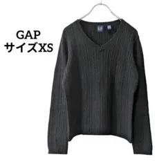 ギャップ【GAP】サイズXS　Vネック　ケーブルニット　綿100%　ブラック