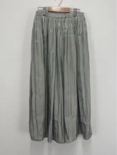 Melan Cleuge グリーン系　プリーツロングスカート　M【中古】D64のサムネイル