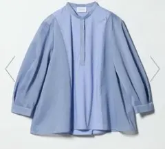 UNITED ARROWS シアー コンビ フレア シャツ　ブルーのサムネイル