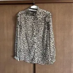 ☆新品☆ ZARA ヒョウ柄フリルシースルーブラウス
