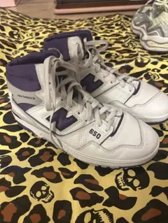 New Balance 650 ホワイト/パープル ハイカットスニーカー
