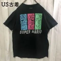 US古着Tシャツ黒　キャラT スーパーマリオゲームキャラクターファミコン