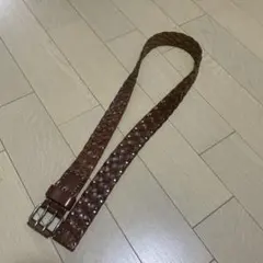 ブラウン編み込みスタッツレザーベルト