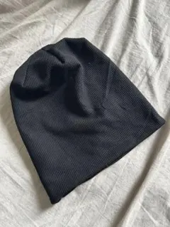 黒 リブ編み ニット帽