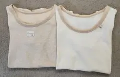 【2枚セット】西松屋アンダーシャツ 120cm アイボリー&薄茶ストライプ