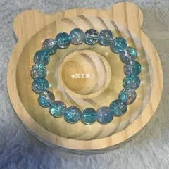 青と透明のガラスビーズブレスレット