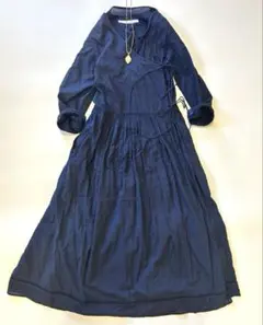 【FRAMeWORK】 コットンローン カシュクールワンピース ネイビー