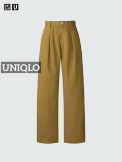 k0823 UNIQLO デニムタックパンツ マスタード