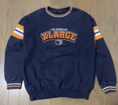 XLARGE チームロゴ サガラ刺繍 スウェット フェード ネイビー