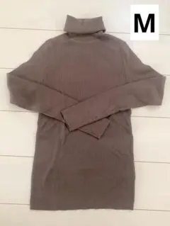 ユニクロ エクストラファインメリノリブタートルネックセーター（長袖）M ブラウン