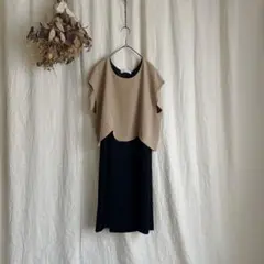 Chole クロエ ドッキング ワンピース/ドレス ベージュ×黒のサムネイル