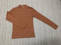 ボーダーカットソー タートルネック