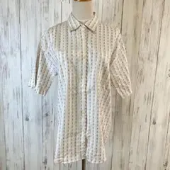 【新品】M〜L 韓国製 ボタニカルパターン織り 半袖 シャツ