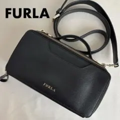 【美品】FURLA フルラ ミニショルダーバッグ ポシェット 本革 黒 斜め掛け