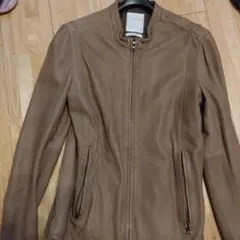 STUDIOUS ブラウンレザー ジップアップジャケット