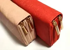 二点セット 財布 お財布ポシェット キルティング カメリア ピンク 赤 大容量