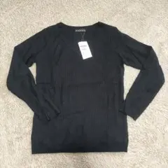 【新品未使用】GORGEブラック カシミヤタッチVネックリブニット Fサイズ