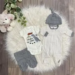 新生児0ヶ月*ベビー服4点セット*ロンパース*肌着*スリープパンツ*帽子*