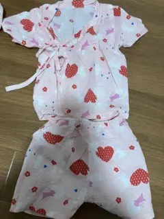 甚平 ピンク 90サイズ ハート柄