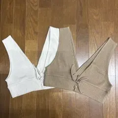 リブ編み Vネック ビスチェ 2色セット