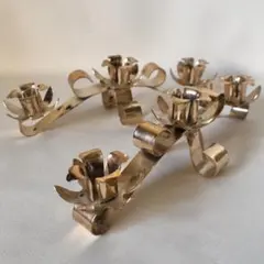 レトロ 花型 金属製 キャンドルホルダー クリスマス ゴールド アンティーク