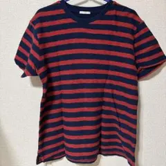 GU 赤と紺のストライプ Tシャツ M