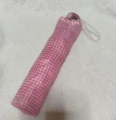 ピンク チェック柄 折りたたみ傘　軽い