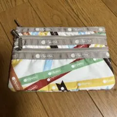 レスポートサック 3ジップ ポーチ マルチカラー　リボン