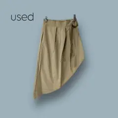 1957　【used】　巻きスカート風　重ね着　個性的　ベージュ　ポケット