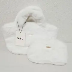 GRL ポーチ付きファートートバッグ アイボリー[tr788]