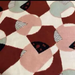 和柄No.10 丸と角・赤　　　生地・布・ハギレ