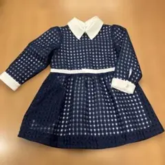 【美品】フォーマルワンピース　ネイビー×白　90㎝