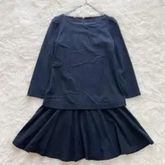 エディットコロン　ドッキングワンピース セットアップ風 ピンストライプ フレア