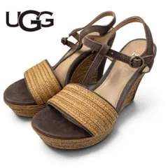 UGG アグ スエード　ウェッジソールサンダル ストラップ　ジュート　ブラウン