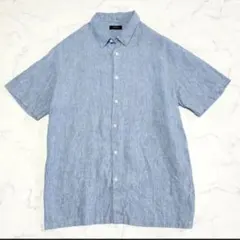 美品　セオリー　半袖リネンシャツ　麻100％　XL　水色　レギュラーカラーのサムネイル