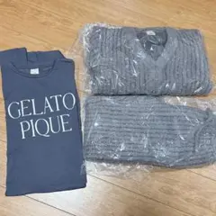 GELATO PIQUE B グレー カーディガン セット　ワンピース