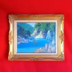 美品 矢部明「海日」油彩画 油絵 直筆サイン入り 高島屋取扱作品 定価