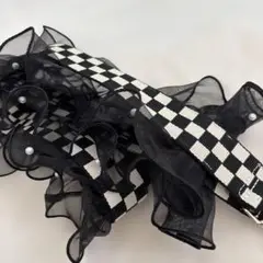 チェッカー柄シフォンフリル　ストラップ　124cm