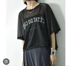 シアーカレッジロゴTシャツ　ブラックのサムネイル