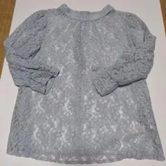 【新品】ライトブルー レース 長袖ブラウス