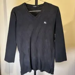 BURBERRY BLACK LABEL ブラック七部丈カットソー Mサイズ相当