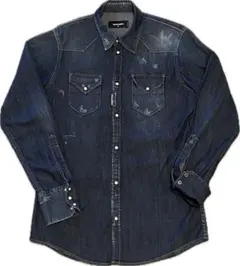 【美品】DSQUARED2 ダメージ加工メンズデニムシャツ サイズ50