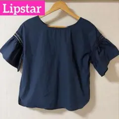 レディース　半袖 ブラウス Lipstar ネイビー　袖レースデザイン　Lのサムネイル