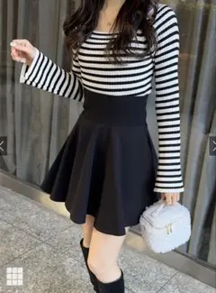 GRL インパン裏地付きコルセット風フレアミニスカート［gm728］