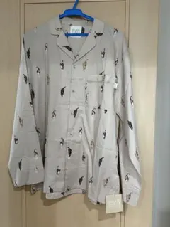 新品 GELATO PIQUE 猫柄 パジャマシャツ ベージュ